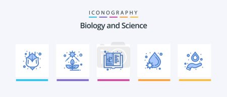 Téléchargez les illustrations : Biology Blue 5 Icon Pack Including hydrogen. water. education. drop. virus. Creative Icons Design - en licence libre de droit