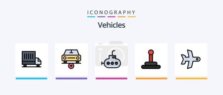 Illustration for Vehicles Line Filled 5 Icon Pack Including . steamship. vehicles. less. Creative Icons Design - Royalty Free Image