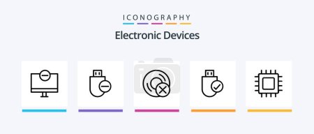 Illustration for Devices Line 5 Icon Pack Including machine. copy. gadget. hardware. devices. Creative Icons Design - Royalty Free Image