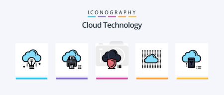 Ilustración de Cloud Technology Line Llenado paquete de 5 iconos incluyendo flecha. datos. más. nube. datos. Diseño de iconos creativos - Imagen libre de derechos