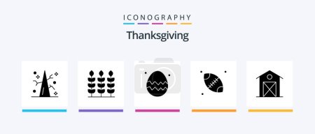 Illustration for Thanks Giving Glyph 5 Icon Pack Including house. barn. egg. autumn. ball. Creative Icons Design - Royalty Free Image