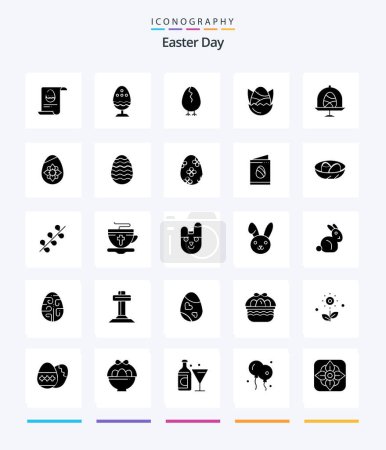 Ilustración de Creativo Pascua 25 Glifo sólido Negro icono paquete Tal Como feliz. Pascua. comida. Pollo. feliz - Imagen libre de derechos