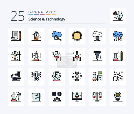 Illustration for Science And Technology 25 Line Filled icon pack including cpu. chip. science. internet cloud. cloud service - Royalty Free Image