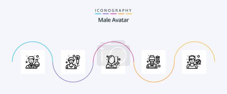 Illustration for Male Avatar Line 5 Icon Pack Including avatar. man. avatar. soldier. driver - Royalty Free Image