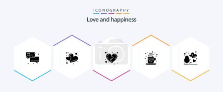 Illustration for Love 25 Glyph icon pack including outdoor. tea. game. love. coffee - Royalty Free Image