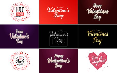 Ilustración de Happy Valentine's Day hand lettering calligraphy text and heart. isolated on white background vector illustration - Imagen libre de derechos