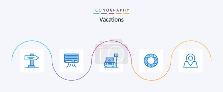 Ilustración de Vacations Blue 5 Icon Pack Including . location. sign. pointer. lifebuoy - Imagen libre de derechos