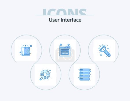 Ilustración de Interfaz de usuario Blue Icon Pack 5 Icon Design. Antorcha. ¡Flash! en línea. web. login - Imagen libre de derechos