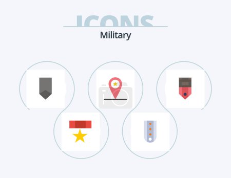 Ilustración de Icono plano militar Pack 5 Icono de diseño. marcador de posición. Ejército. rango. militar. insignia - Imagen libre de derechos