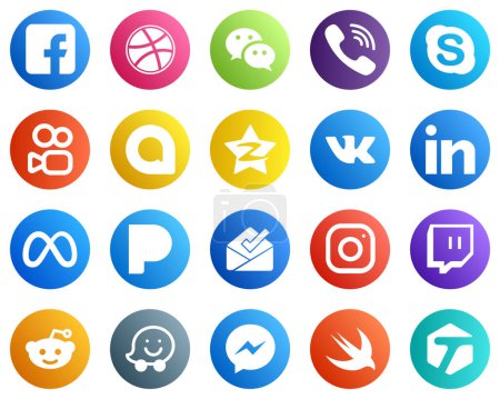 Téléchargez les illustrations : 20 Social Media Icons for Your Business such as linkedin. tencent and google allo icons. Customizable and unique - en licence libre de droit