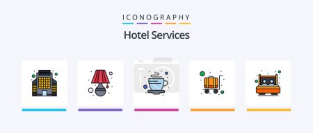 Illustration for Hotel Services Line Filled 5 Icon Pack Including bath. hanger. double. service. premium. Creative Icons Design - Royalty Free Image