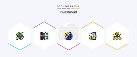Ilustración de Investment 25 FilledLine icon pack including investment. money. business. time. investment - Imagen libre de derechos