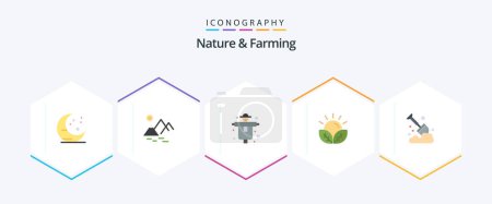 Téléchargez les illustrations : Nature And Farming 25 Flat icon pack including farm. garden. farm. farming. crops - en licence libre de droit