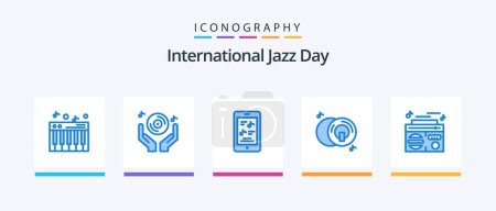 Téléchargez les illustrations : International Jazz Day Blue 5 Icon Pack Including music. multimedia. movie. disk. cd. Creative Icons Design - en licence libre de droit