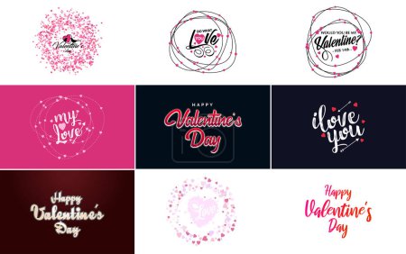 Illustration for Love word art design with a heart-shaped background and a bokeh effect - Royalty Free Image