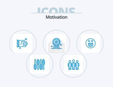 Illustration for Motivation Blue Icon Pack 5 Icon Design. . landmark. hand. ferris wheel. architecture - Royalty Free Image