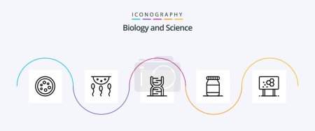 Illustration for Biology Line 5 Icon Pack Including biochemistry. bottle. laboratory. genetic. code - Royalty Free Image
