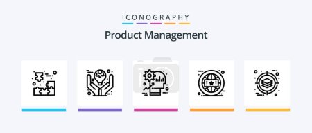 Téléchargez les illustrations : Product Management Line 5 Icon Pack Incluant la gestion. les affaires. produit. agile. utilisateur. Icônes créatives Design - en licence libre de droit