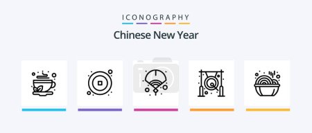 Illustration for Chinese New Year Line 5 Icon Pack Including gate. year. newyear. new. china. Creative Icons Design - Royalty Free Image