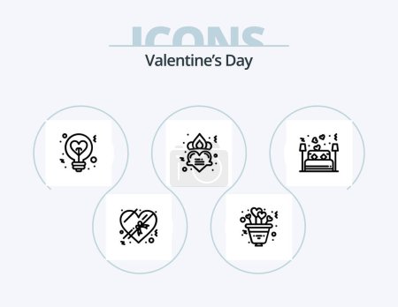 Illustration for Valentines Day Line Icon Pack 5 Icon Design. hanging. affection. engagement. love. chat - Royalty Free Image