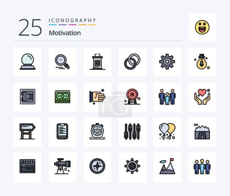 Illustration for Motivation 25 Line Filled icon pack including bulb. setting. meeting. gear. couple - Royalty Free Image