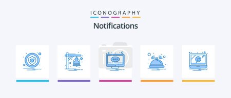 Illustration for Notifications Blue 5 Icon Pack Including error. notification. chat. hotel. screen. Creative Icons Design - Royalty Free Image