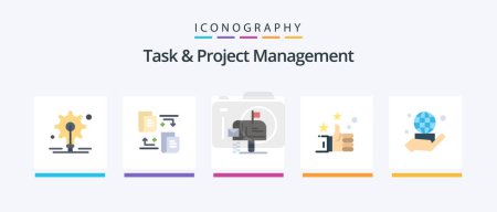 Illustration for Task And Project Management Flat 5 Icon Pack Including . business. mailbox. world. like. Creative Icons Design - Royalty Free Image