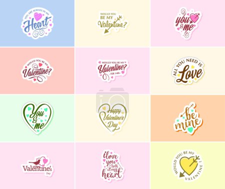 Illustration for Love is in the Details: Valentine's Day Typography Stickers - Royalty Free Image