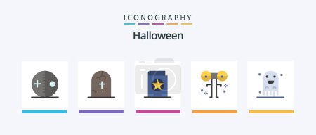 Illustration for Halloween Flat 5 Icon Pack Including halloween. big. horror. witch. halloween. Creative Icons Design - Royalty Free Image