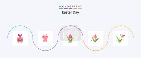 Illustration for Easter Flat 5 Icon Pack Including easter. plant. egg. flower. decoration - Royalty Free Image