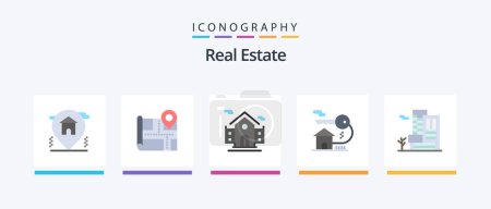 Ilustración de Real Estate Flat 5 Icon Pack Including estate. building. real estate. office. real estate. Creative Icons Design - Imagen libre de derechos