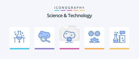 Illustration for Science And Technology Blue 5 Icon Pack Including engineering science. applied science. cloud search. cloud software. cloud networking. Creative Icons Design - Royalty Free Image