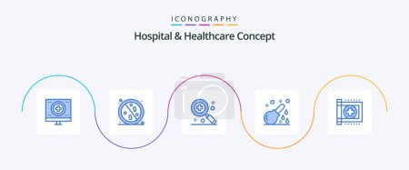 Illustration for Hospital and Healthcare Concept Blue 5 Icon Pack Including medical. healthcare. healthy. health. medical - Royalty Free Image