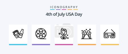 Illustration for Usa Line 5 Icon Pack Including video. movis. landmark. usa. leisure. Creative Icons Design - Royalty Free Image