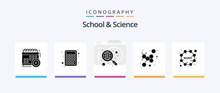 Téléchargez les illustrations : School And Science Glyph 5 Icon Pack Including nano. discover. science. atom. Creative Icons Design - en licence libre de droit