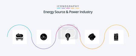 Illustration for Energy Source And Power Industry Glyph 5 Icon Pack Including oil barrel. barrel. nature. co industry. invironmental - Royalty Free Image