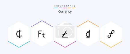 Illustration for Currency 25 Line icon pack including vietnam . dong . hungarian . blockchain - Royalty Free Image