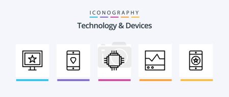Illustration for Devices Line 5 Icon Pack Including technology. gadget. devices. devices. technology. Creative Icons Design - Royalty Free Image