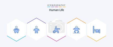Illustration for Human 25 Blue icon pack including . bedroom. handicapped. bed. human - Royalty Free Image