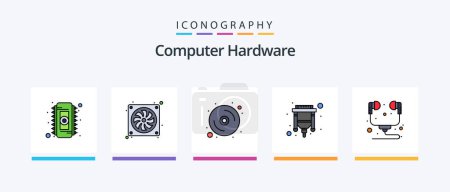 Illustration for Computer Hardware Line Filled 5 Icon Pack Including computer. talk. data. recorder. microphone. Creative Icons Design - Royalty Free Image
