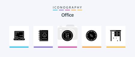 Illustration for Office Glyph 5 Icon Pack Including working desk. office. online. desk. gauge. Creative Icons Design - Royalty Free Image