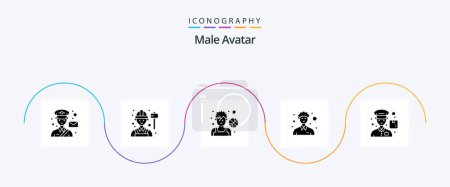 Téléchargez les illustrations : Pack d'icônes Avatar Glyphe 5 Homme Y compris personne. mâle. travail. la communauté. homme - en licence libre de droit