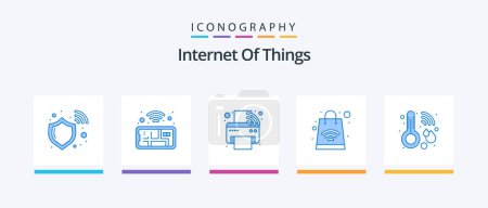 Illustration for Internet Of Things Blue 5 Icon Pack Including thermometer. healthcare. iot. shopping. bag. Creative Icons Design - Royalty Free Image