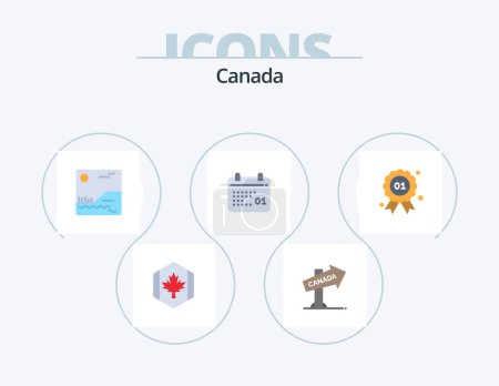 Ilustración de Canada Flat Icon Pack 5 Icon Design. badge. day. sign. date. canada - Imagen libre de derechos