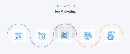 Illustration for Seo Marketing Blue 5 Icon Pack Including data. paper. remarketing. document. ad - Royalty Free Image