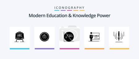 Illustration for Modern Education And Knowledge Power Glyph 5 Icon Pack Including digital art . teacher. learning. class. education. Creative Icons Design - Royalty Free Image