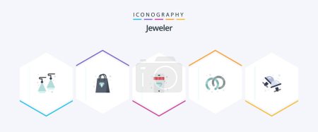 Illustration for Jewellery 25 Flat icon pack including . jewelry. jewelry. dress shirt. cuff - Royalty Free Image