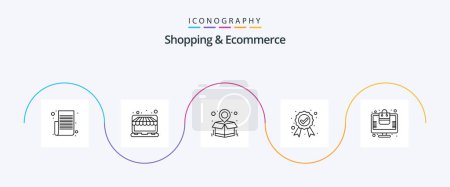 Illustration for Shopping and Ecommerce Line 5 Icon Pack Including order approved. guaranteed label. market. badge. parcel location - Royalty Free Image