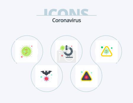 Téléchargez les illustrations : Coronavirus Flat Icon Pack 5 Icon Design. virus. laboratory. alert. bacteria. epidemic - en licence libre de droit