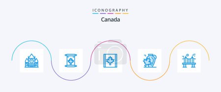 Ilustración de Canada Blue 5 Icon Pack Incluyendo puente. Arce. Canadá. Hoja. otoño - Imagen libre de derechos